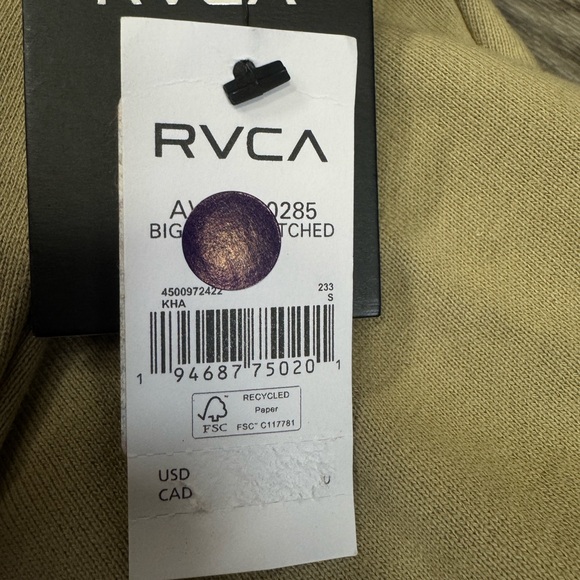 Men’s NWT RVCA Stitched Pullover Sweatshirt In Tan Size Small MSRP $70 - Picture 7 of 7